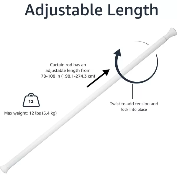 Amazon Basics Tension Curtain Rod Adjustable 5490quot Width  White Classic FinialWhite