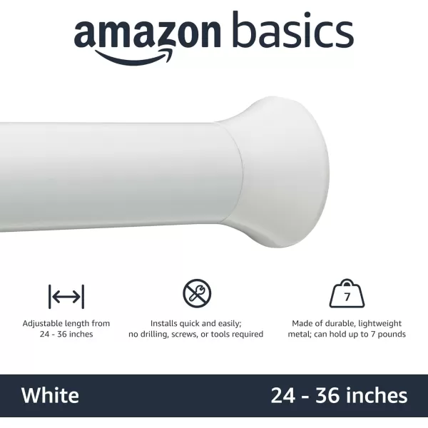 Amazon Basics Tension Curtain Rod Adjustable 5490quot Width  White Classic FinialWhite