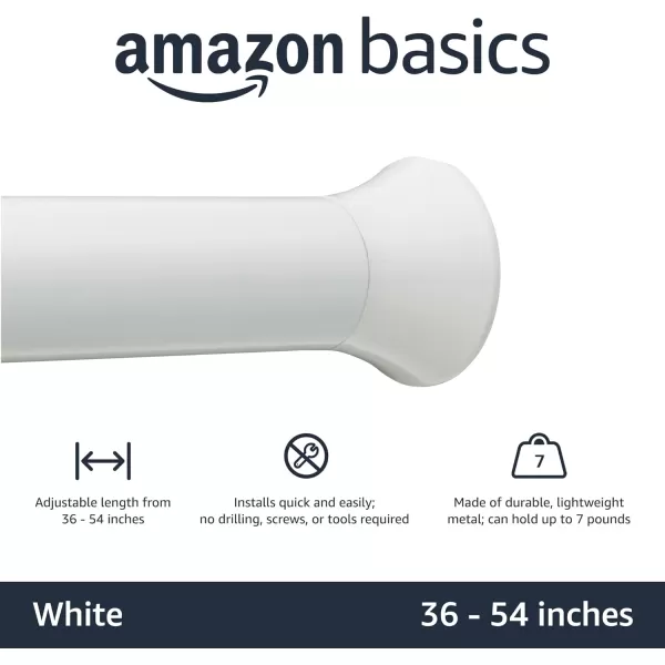 Amazon Basics Tension Curtain Rod Adjustable 5490quot Width  White Classic FinialWhite