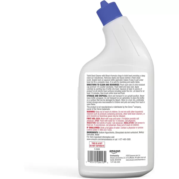Amazon Basics Toilet Bowl Cleaner Cling Action Formula with Bleach Fresh Scent 24 Fl Oz Pack of 124 Fl Oz Pack of 2