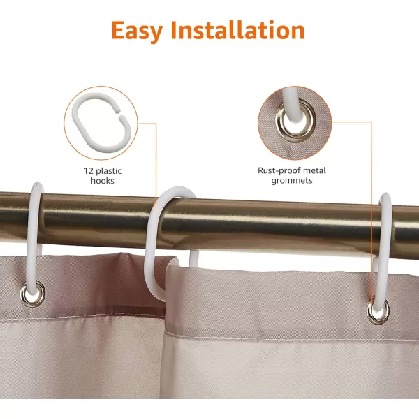Amazon Basics Water Resistant Fabric Bathroom Shower Curtain with Grommets and Hooks Machine Washable 72 x 72 Large Light Brown BeigeLight Brown  Beige