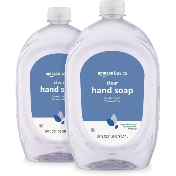 Amazon Basics Gentle ampamp Mild Clear Liquid Hand Soap Refill TriclosanFree 50 Fl Oz Pack of 2 Previously Solimo50 Fl Oz Pack of 2