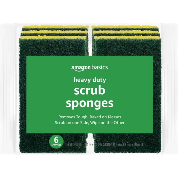Amazon Basics Heavy Duty Sponges 6 Count YellowGreen6Pack