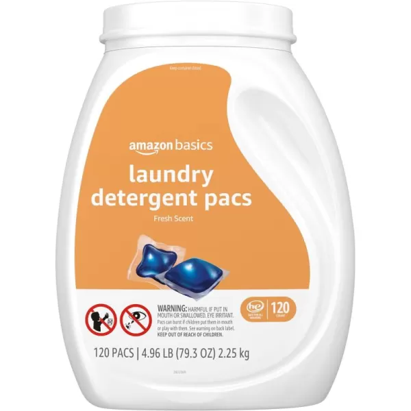 Amazon Basics Laundry Detergent Pacs Hypoallergenic Free ampamp Clear 120 Count Previously SolimoFresh