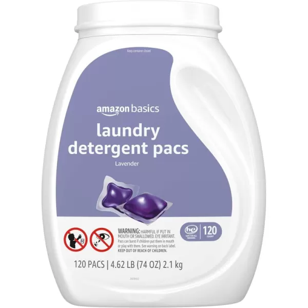 Amazon Basics Laundry Detergent Pacs Hypoallergenic Free ampamp Clear 120 Count Previously SolimoLavender