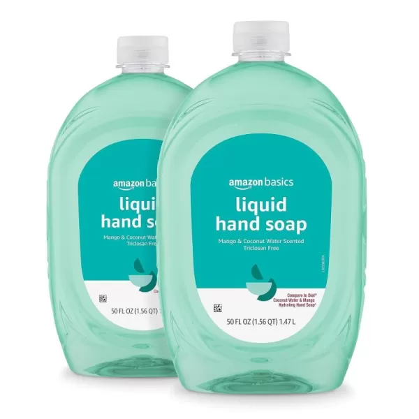 Amazon Basics Liquid Hand Soap Refill Mango ampamp Coconut Water Scent TriclosanFree 50 Fl Oz Pack of 2Mango  Coconut Water