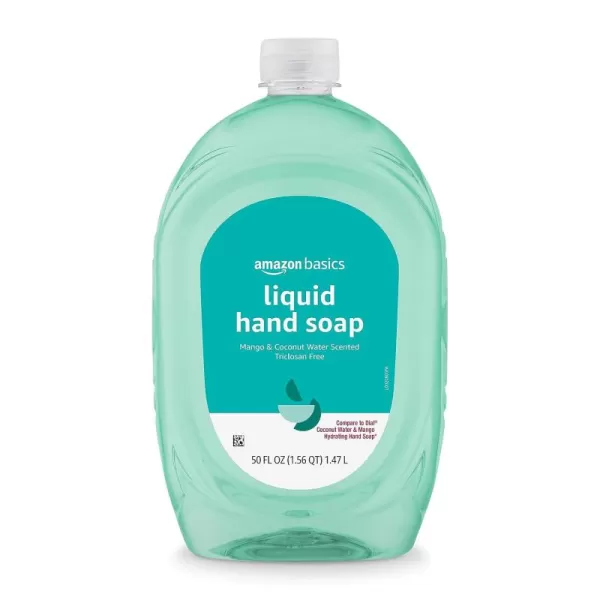 Amazon Basics Liquid Hand Soap Refill Mango ampamp Coconut Water Scent TriclosanFree 50 Fl Oz Pack of 2Mango and Coconut Water