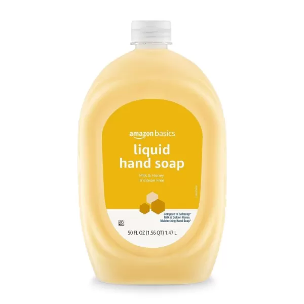 Amazon Basics Liquid Hand Soap Refill Milk and Honey Scent TriclosanFree 50 Fluid Ounces 2Pack Previously SolimoMilk  Honey