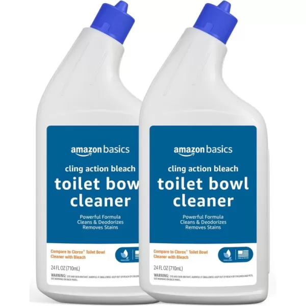 Amazon Basics Toilet Bowl Cleaner Cling Action Formula with Bleach Fresh Scent 24 Fl Oz Pack of 124 Fl Oz Pack of 2