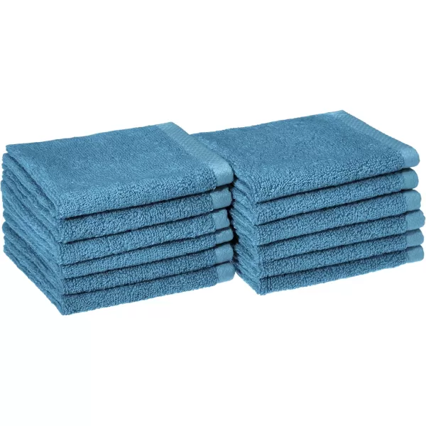 imageAmazon Basics  2 Piece QuickDry Oversize Bath Towel 100 Cotton Platinum 54quot x 30quotLake Blue