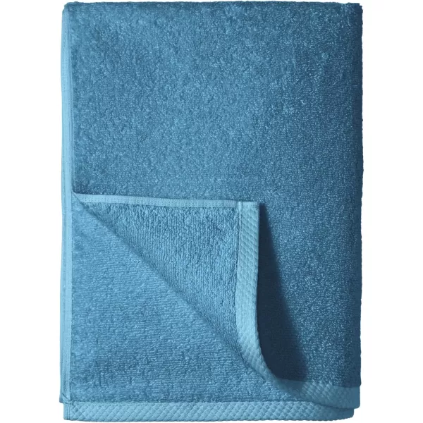 imageAmazon Basics  2 Piece QuickDry Oversize Bath Towel 100 Cotton Platinum 54quot x 30quotLake Blue
