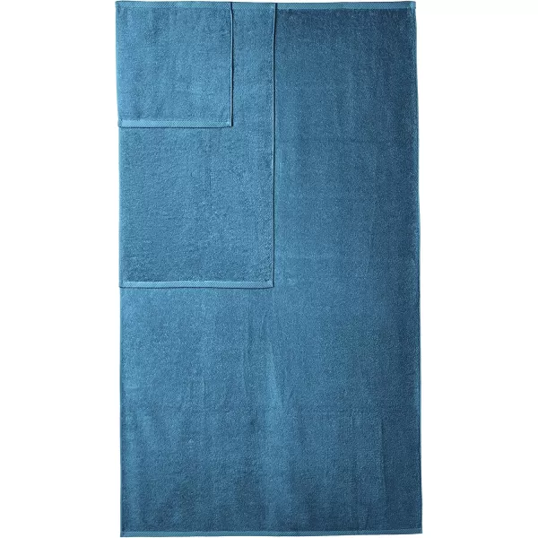 imageAmazon Basics  2 Piece QuickDry Oversize Bath Towel 100 Cotton Platinum 54quot x 30quotLake Blue