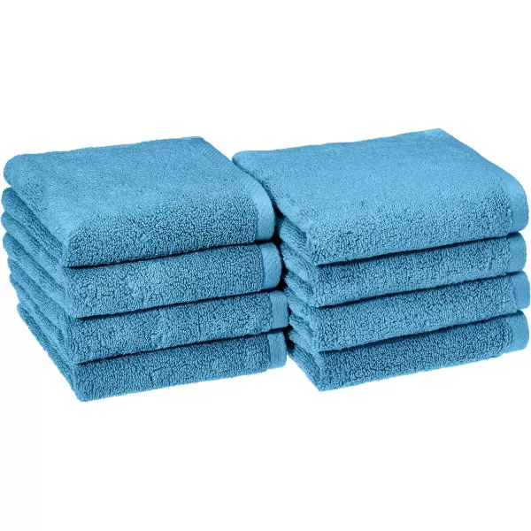 imageAmazon Basics  2 Piece QuickDry Oversize Bath Towel 100 Cotton Platinum 54quot x 30quotLake Blue