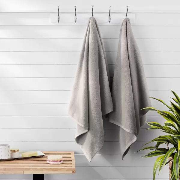 imageAmazon Basics  2 Piece QuickDry Oversize Bath Towel 100 Cotton Platinum 54quot x 30quotPlatinum