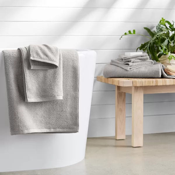 imageAmazon Basics  2 Piece QuickDry Oversize Bath Towel 100 Cotton Platinum 54quot x 30quotPlatinum
