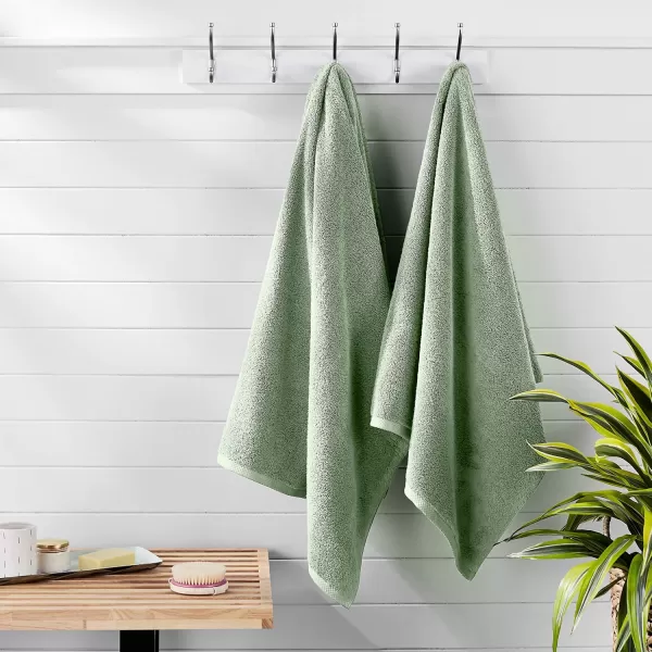 imageAmazon Basics  2 Piece QuickDry Oversize Bath Towel 100 Cotton Platinum 54quot x 30quotSeafoam Green