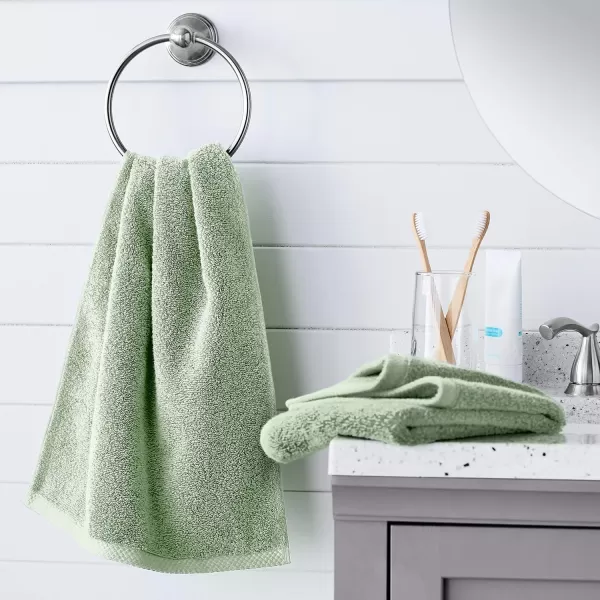 imageAmazon Basics  2 Piece QuickDry Oversize Bath Towel 100 Cotton Platinum 54quot x 30quotSeafoam Green