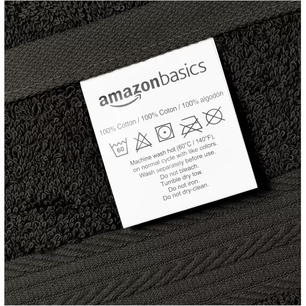 imageAmazon Basics 6 Piece Oversized Fade resistant Towel set 100 Cotton towels for bathroom soft and absorbent 2 Bath Towels 2 Hand Towels and 2 Washcloths bathroom towel set GrayBlack