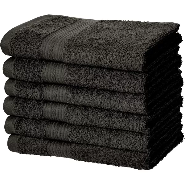 imageAmazon Basics 6 Piece Oversized Fade resistant Towel set 100 Cotton towels for bathroom soft and absorbent 2 Bath Towels 2 Hand Towels and 2 Washcloths bathroom towel set GrayBlack