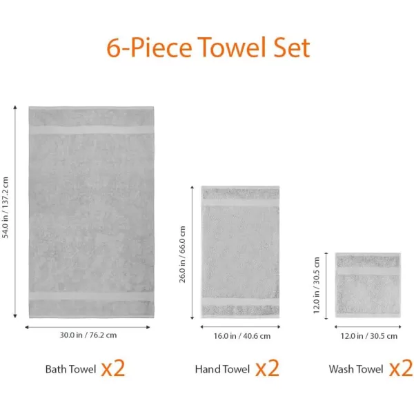 imageAmazon Basics 6 Piece Oversized Fade resistant Towel set 100 Cotton towels for bathroom soft and absorbent 2 Bath Towels 2 Hand Towels and 2 Washcloths bathroom towel set GrayGray