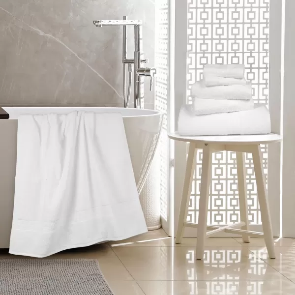 imageAmazon Basics 6 Piece Oversized Fade resistant Towel set 100 Cotton towels for bathroom soft and absorbent 2 Bath Towels 2 Hand Towels and 2 Washcloths bathroom towel set GrayWhite