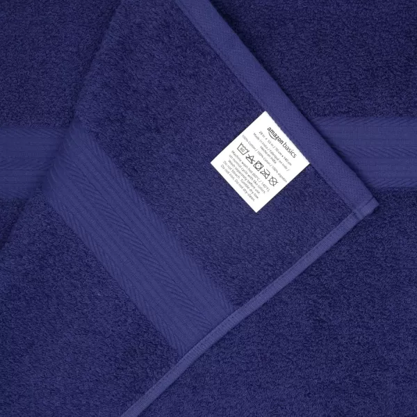imageAmazon Basics 6 Piece Oversized Fade resistant Towel set 100 Cotton towels for bathroom soft and absorbent 2 Bath Towels 2 Hand Towels and 2 Washcloths bathroom towel set GrayNavy Blue