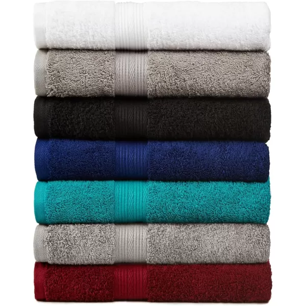 imageAmazon Basics 6 Piece Oversized Fade resistant Towel set 100 Cotton towels for bathroom soft and absorbent 2 Bath Towels 2 Hand Towels and 2 Washcloths bathroom towel set GrayBlack