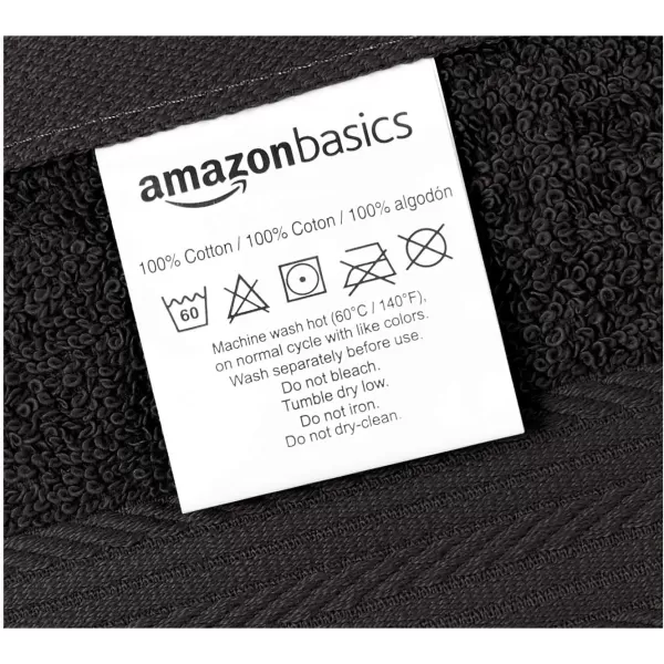 imageAmazon Basics 6 Piece Oversized Fade resistant Towel set 100 Cotton towels for bathroom soft and absorbent 2 Bath Towels 2 Hand Towels and 2 Washcloths bathroom towel set GrayBlack