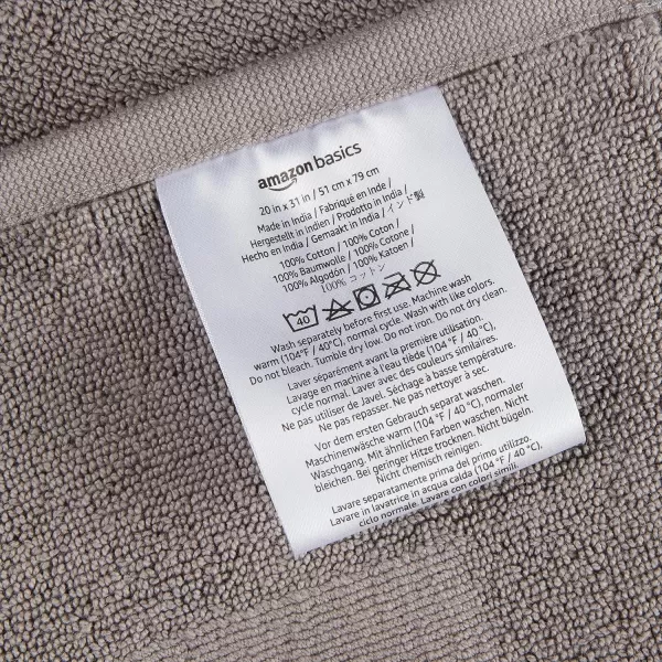 imageAmazon Basics Absorbent Cotton Machine Washable Bath Rug Mat for Shower Bright White 31quot L x 20quot WLight Gray