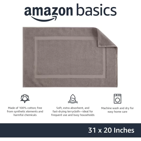 imageAmazon Basics Absorbent Cotton Machine Washable Bath Rug Mat for Shower Bright White 31quot L x 20quot WLight Gray