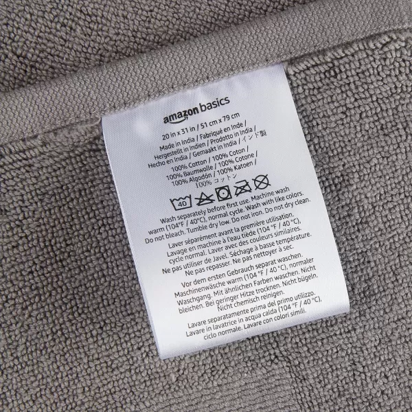 imageAmazon Basics Absorbent Cotton Machine Washable Bath Rug Mat for Shower Bright White 31quot L x 20quot WPowder Gray