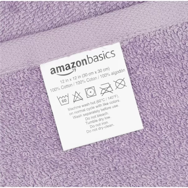 imageAmazon Basics face Towels for bathroom 100 Cotton Extra Absorbent washcloth Fast Drying salon towel  24 Pack Gray 12 x 12 inchesLavender
