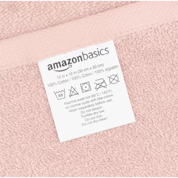 imageAmazon Basics face Towels for bathroom 100 Cotton Extra Absorbent washcloth Fast Drying salon towel  24 Pack Gray 12 x 12 inchesPetal Pink