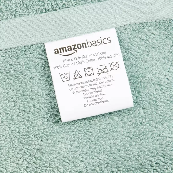 imageAmazon Basics face Towels for bathroom 100 Cotton Extra Absorbent washcloth Fast Drying salon towel  24 Pack Gray 12 x 12 inchesSeafoam Green  Ice Blue  White