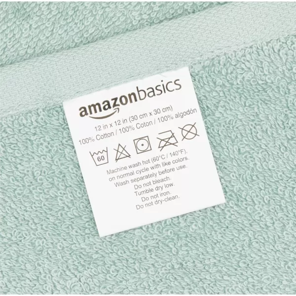 imageAmazon Basics face Towels for bathroom 100 Cotton Extra Absorbent washcloth Fast Drying salon towel  24 Pack Gray 12 x 12 inchesSeafoam Green