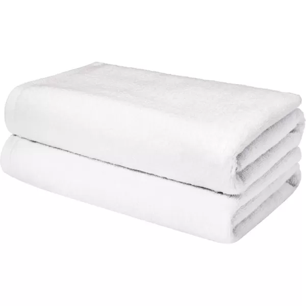 imageAmazon Basics  2 Piece QuickDry Oversize Bath Towel 100 Cotton Platinum 54quot x 30quotWhite