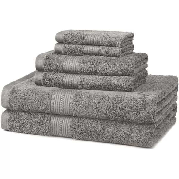 imageAmazon Basics 6 Piece Oversized Fade resistant Towel set 100 Cotton towels for bathroom soft and absorbent 2 Bath Towels 2 Hand Towels and 2 Washcloths bathroom towel set GrayGray