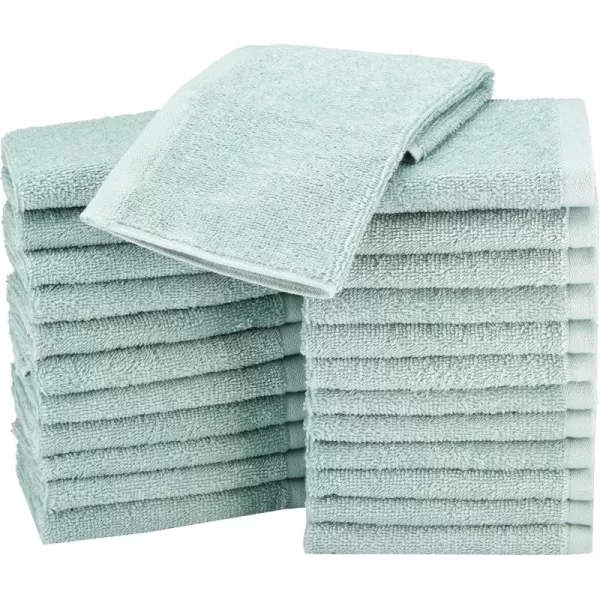 imageAmazon Basics face Towels for bathroom 100 Cotton Extra Absorbent washcloth Fast Drying salon towel  24 Pack Gray 12 x 12 inchesSeafoam Green