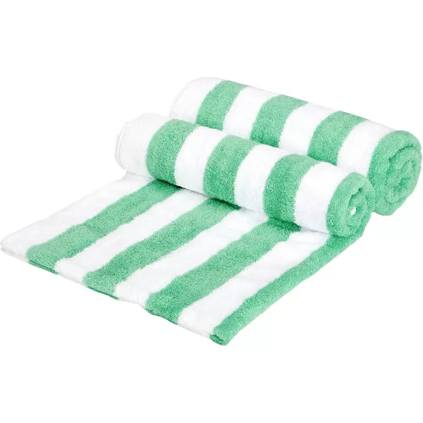 imageAmazon Basics 100 Cotton Terry Absorbent Cabana Stripe Pool ampamp Beach Towel Soft ampamp Large 2Pack Navy Blue 30 in x 60 inGreen