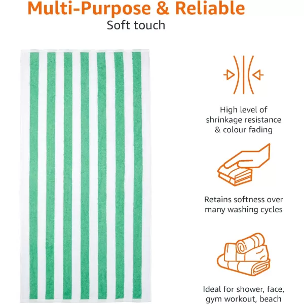 imageAmazon Basics 100 Cotton Terry Absorbent Cabana Stripe Pool ampamp Beach Towel Soft ampamp Large 2Pack Navy Blue 30 in x 60 inGreen