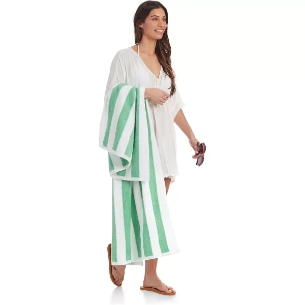 imageAmazon Basics 100 Cotton Terry Absorbent Cabana Stripe Pool ampamp Beach Towel Soft ampamp Large 2Pack Navy Blue 30 in x 60 inGreen