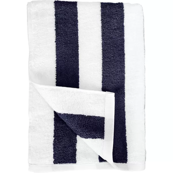 imageAmazon Basics 100 Cotton Terry Absorbent Cabana Stripe Pool ampamp Beach Towel Soft ampamp Large 2Pack Navy Blue 30 in x 60 inNavy Blue