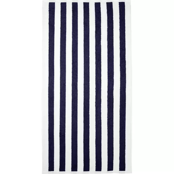 imageAmazon Basics 100 Cotton Terry Absorbent Cabana Stripe Pool ampamp Beach Towel Soft ampamp Large 2Pack Navy Blue 30 in x 60 inNavy Blue