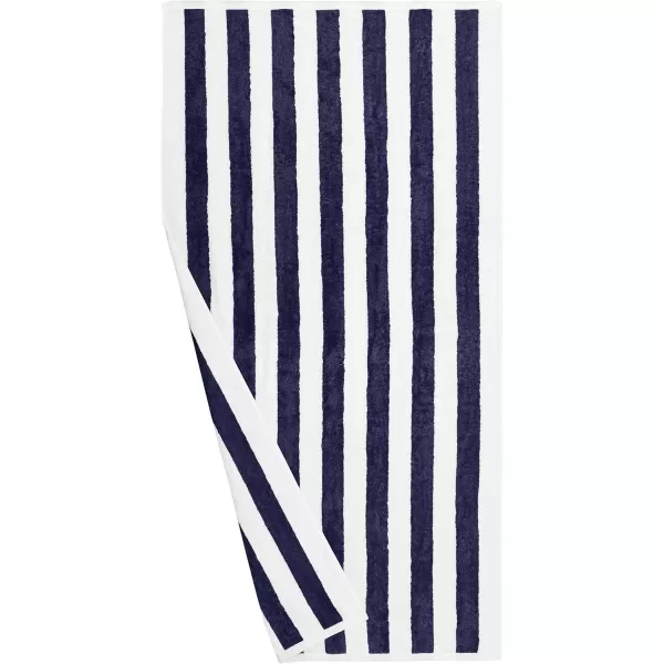 imageAmazon Basics 100 Cotton Terry Absorbent Cabana Stripe Pool ampamp Beach Towel Soft ampamp Large 2Pack Navy Blue 30 in x 60 inNavy Blue