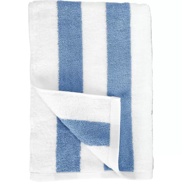 imageAmazon Basics 100 Cotton Terry Absorbent Cabana Stripe Pool ampamp Beach Towel Soft ampamp Large 2Pack Navy Blue 30 in x 60 inSky Blue