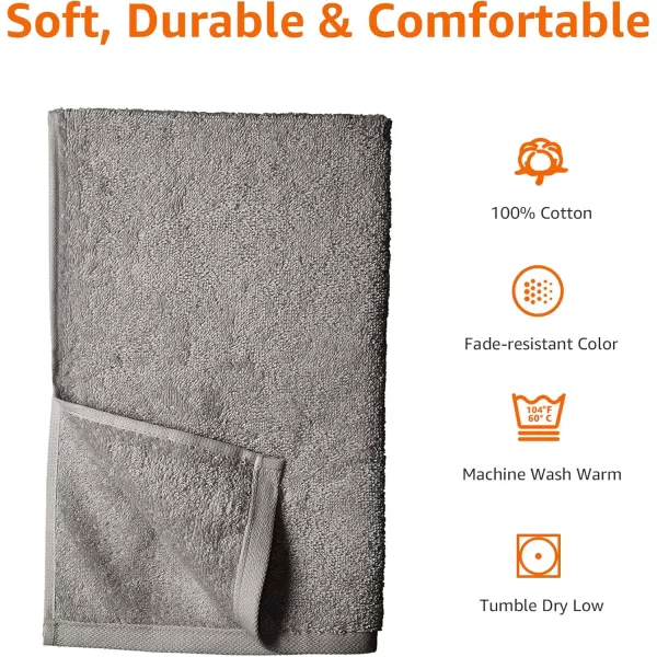 imageAmazon Basics 100 Cotton hand towels for bathroom  12 Pack white towel 16 x 26 inchesGray