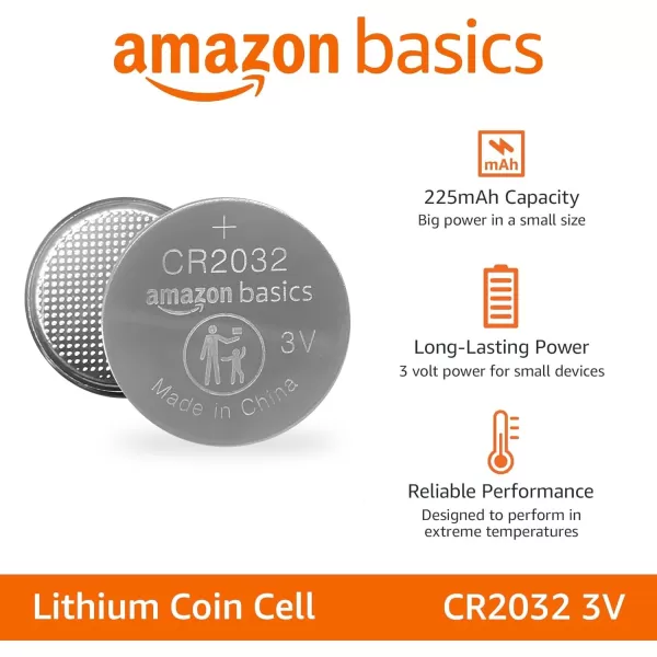 imageAmazon Basics 4Pack CR2032 Lithium Coin Cell Battery Compatible with AirTag 3 Volt Long Lasting Power MercuryFree10Pack