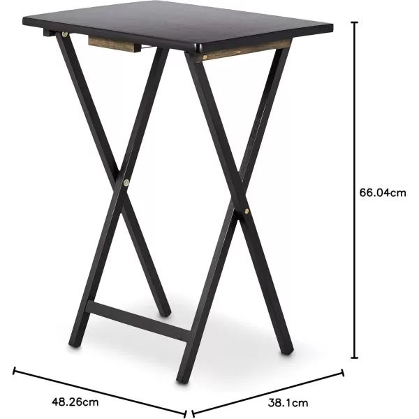 imageAmazon Basics Classic Foldable Portable TV Dinner Rectangular Folding Tray Table with Storage Rack  4Pack Espresso 146 L x 19 W x 26 H inchBlack