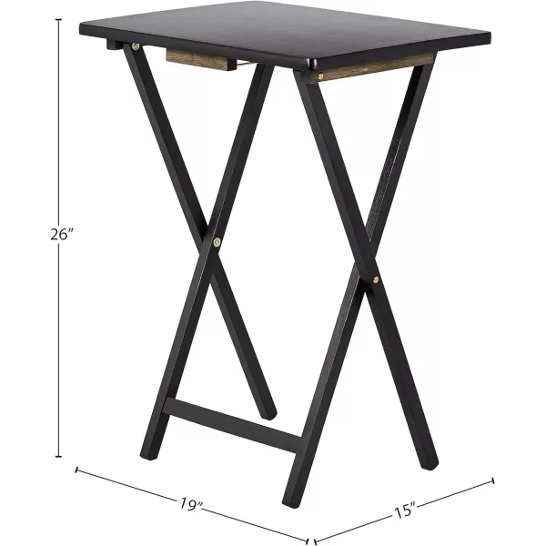 imageAmazon Basics Classic Foldable Portable TV Dinner Rectangular Folding Tray Table with Storage Rack  4Pack Espresso 146 L x 19 W x 26 H inchBlack