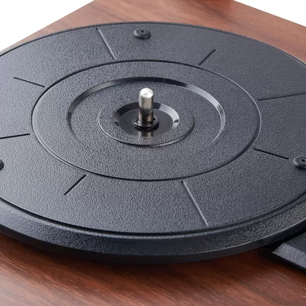 imageAmazon Basics Desktop Vinyl Turntable Record Player with Builtin Speakers and Bluetooth Supports 3Speed Black